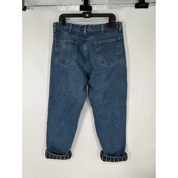 LL Bean Double L Jeans Mens 36x30 Medium Wash Denim Natural Fit Flannel Lined - Picture 2 of 9